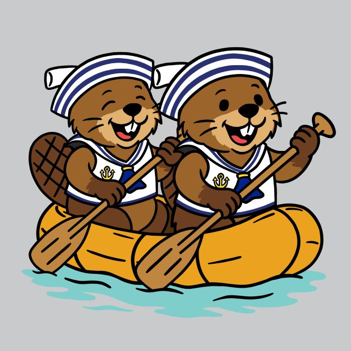 Dva bobři na raftu - tričko pro vodáky - světle šedý melír
