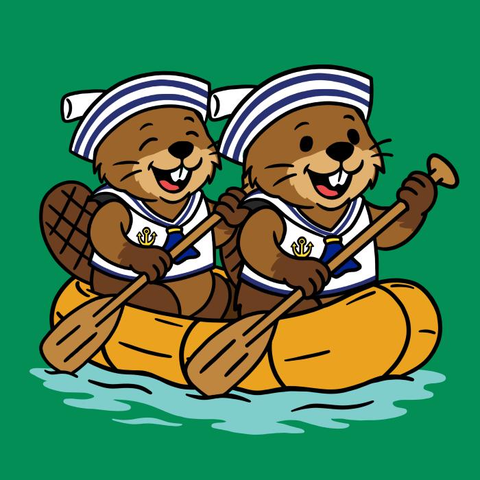 Dva bobři na raftu - tričko pro vodáky - středně zelená