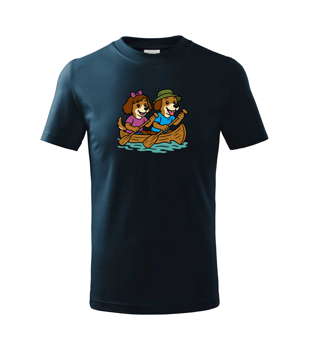 Fena a pes na kanoi - námořní modrá