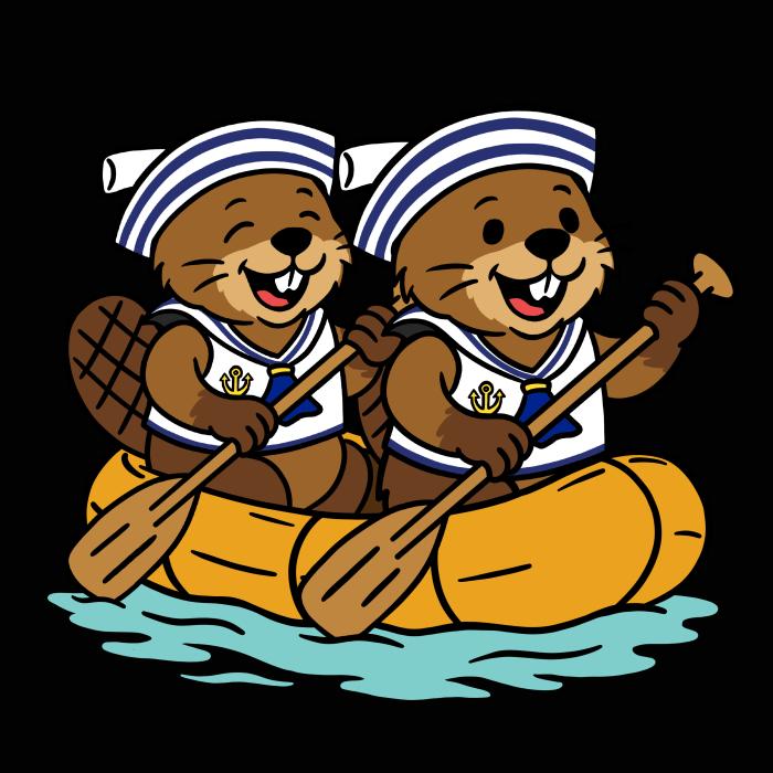 Dva bobři na raftu - tričko pro vodáky - černá