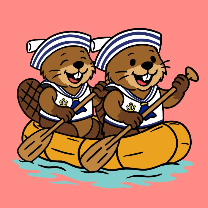 Dva bobři na raftu - tričko pro vodáky - korálová