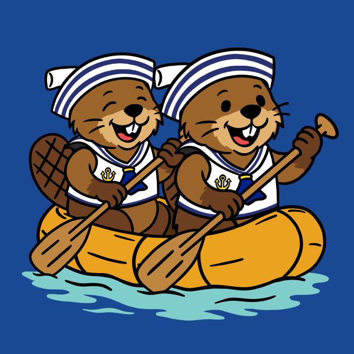 Dva bobři na raftu - tričko pro vodáky - královsky modrá