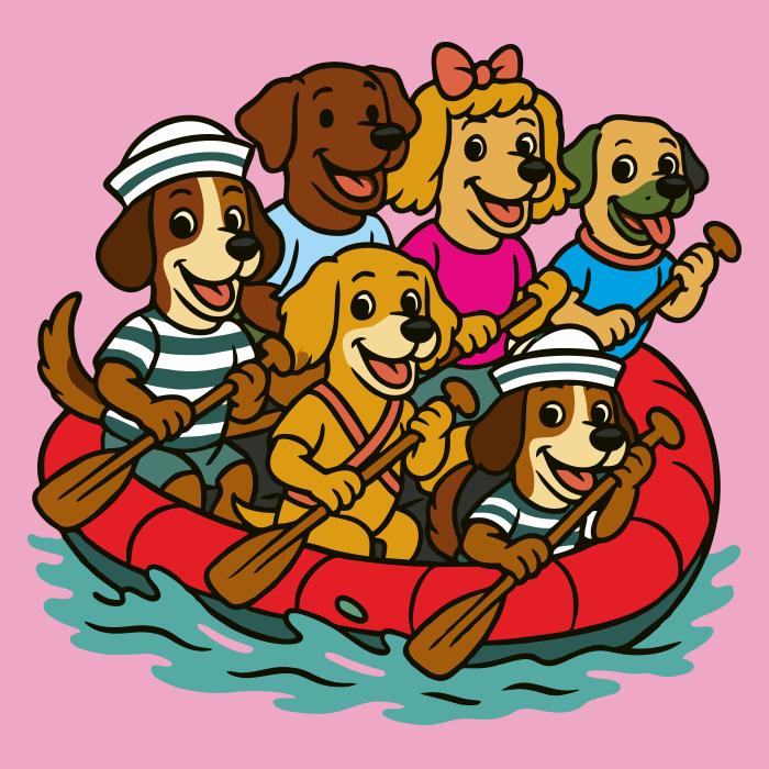 Psi na raftu - růžová