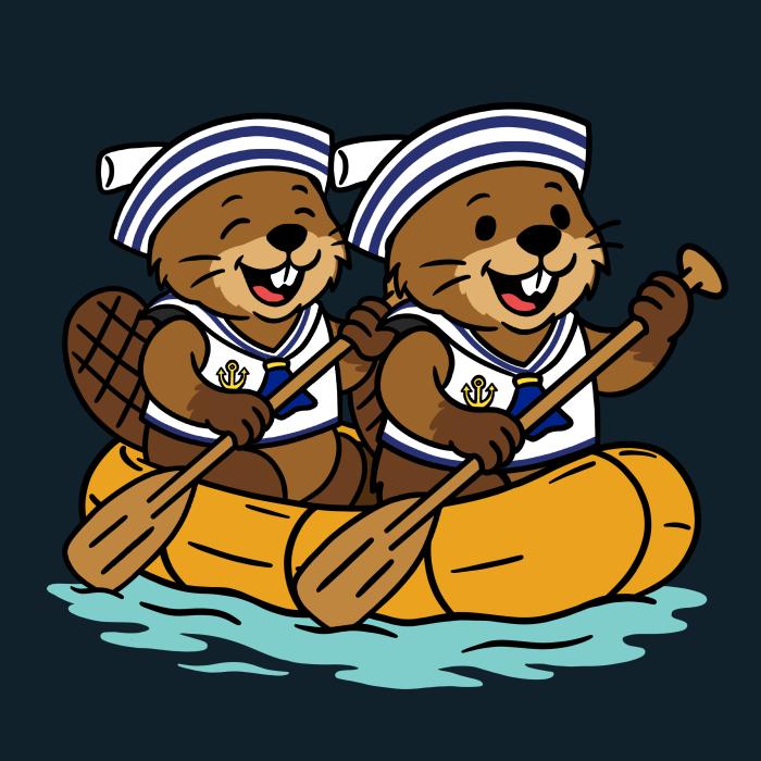 Dva bobři na raftu - tričko pro vodáky - námořní modrá