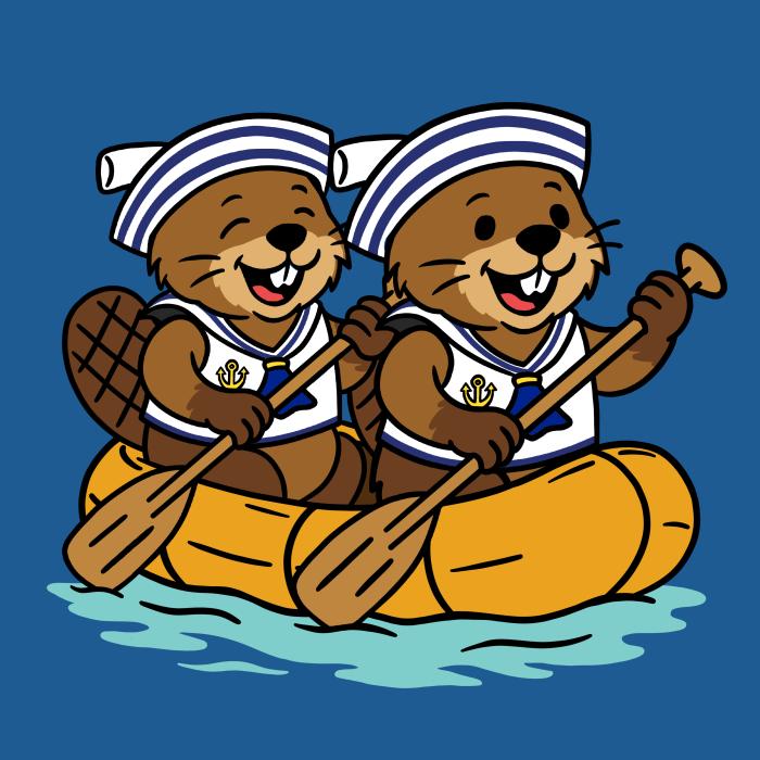 Dva bobři na raftu - tričko pro vodáky - azurově modrá