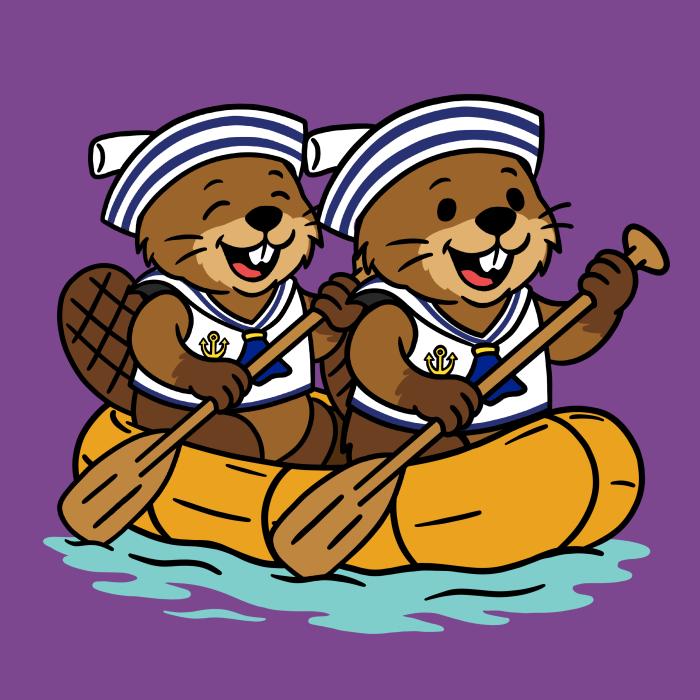 Dva bobři na raftu - tričko pro vodáky - fialová