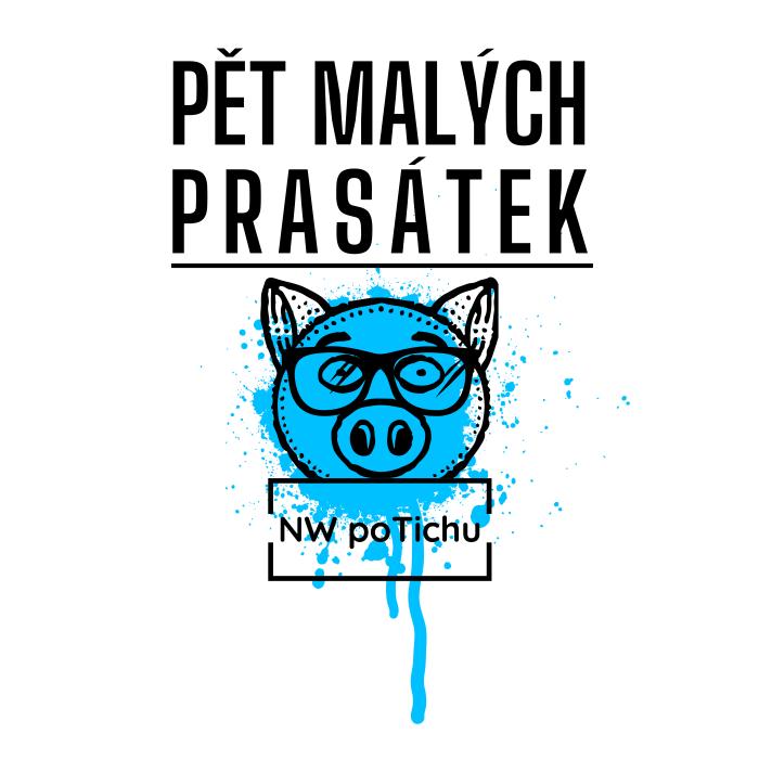 Pět malých prasátek - modré - bílá