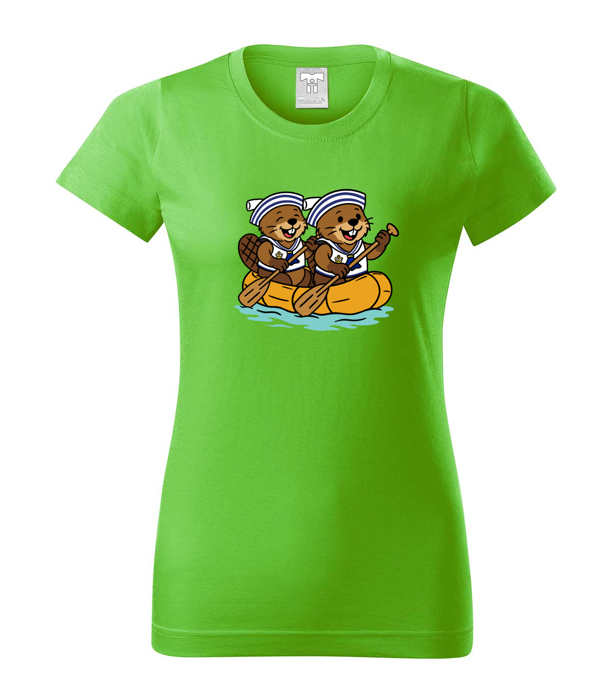 Dva bobři na raftu - tričko pro vodáky - apple green