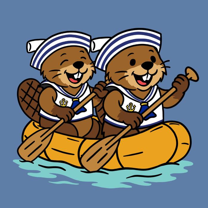 Dva bobři na raftu - tričko pro vodáky - nebesky modrá