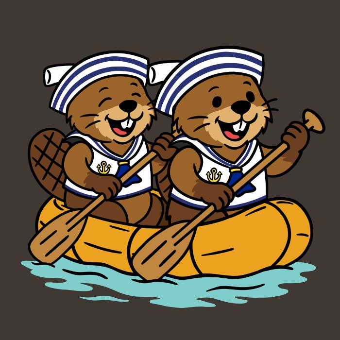 Dva bobři na raftu - tričko pro vodáky - army