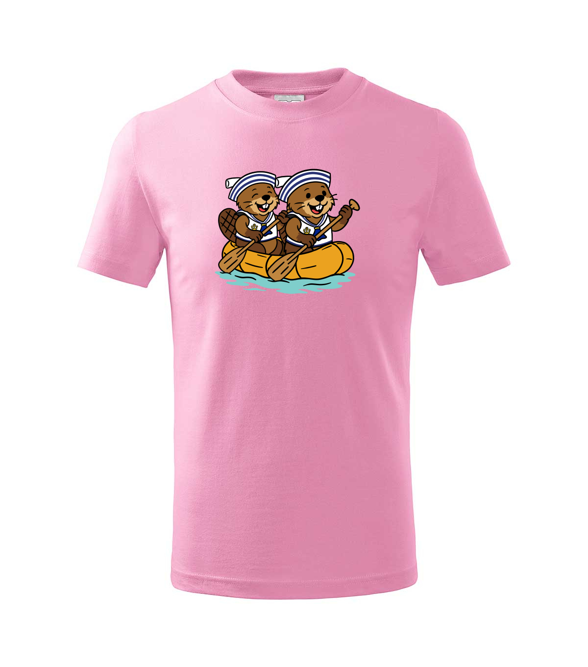 Dva bobři na raftu - tričko pro vodáky - růžová