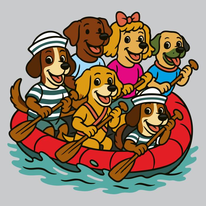 Psi na raftu - světle šedý melír