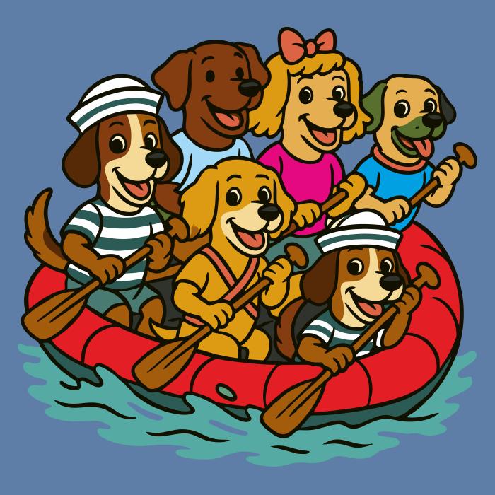 Psi na raftu - nebesky modrá