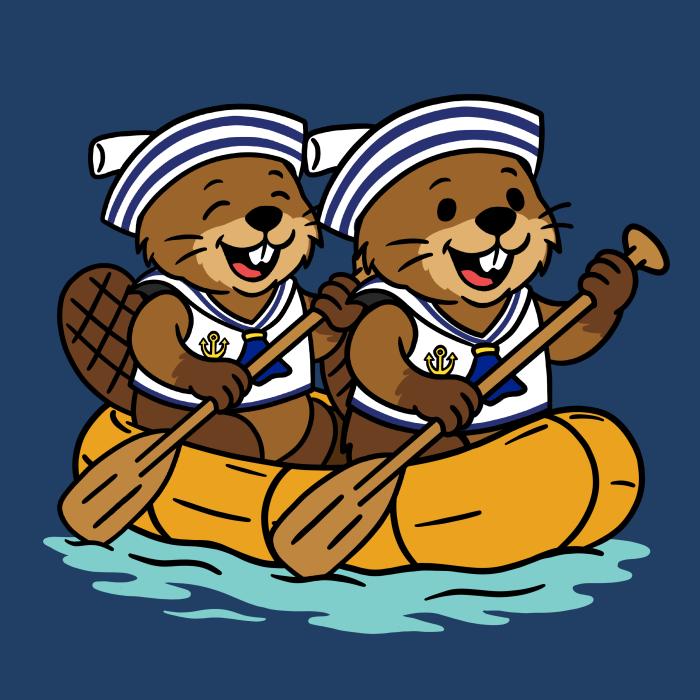 Dva bobři na raftu - tričko pro vodáky - půlnoční modrá