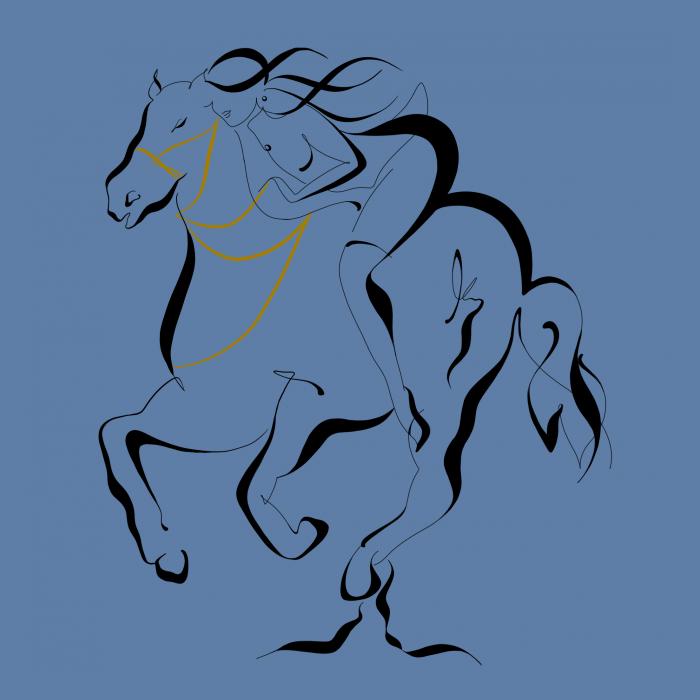 Žena na koni - nebesky modrá