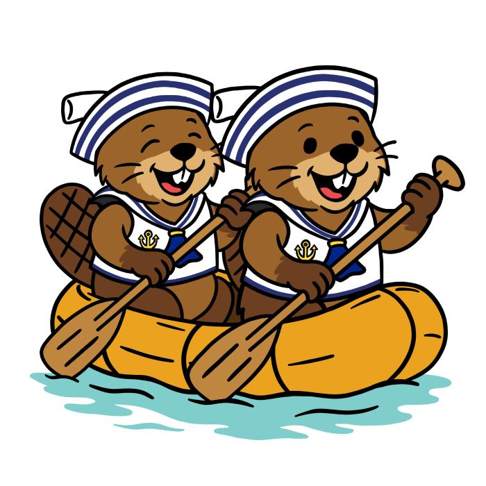 Dva bobři na raftu - tričko pro vodáky - bílá