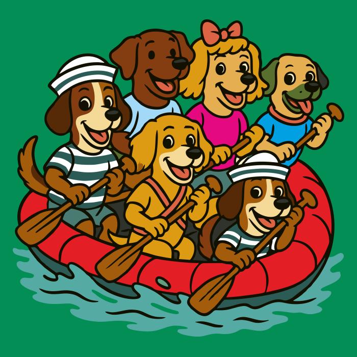 Psi na raftu - středně zelená