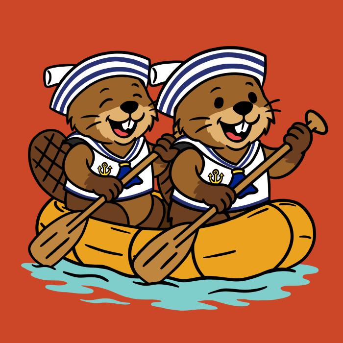 Dva bobři na raftu - tričko pro vodáky - oranžová