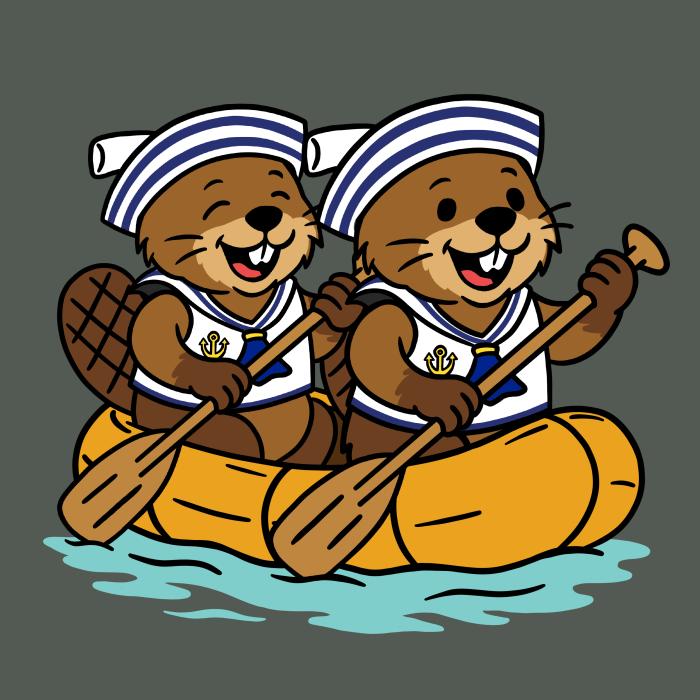 Dva bobři na raftu - tričko pro vodáky - tmavá břidlice