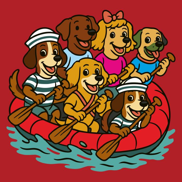 Psi na raftu - červená