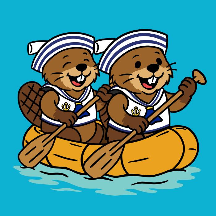 Dva bobři na raftu - tričko pro vodáky - tyrkysová