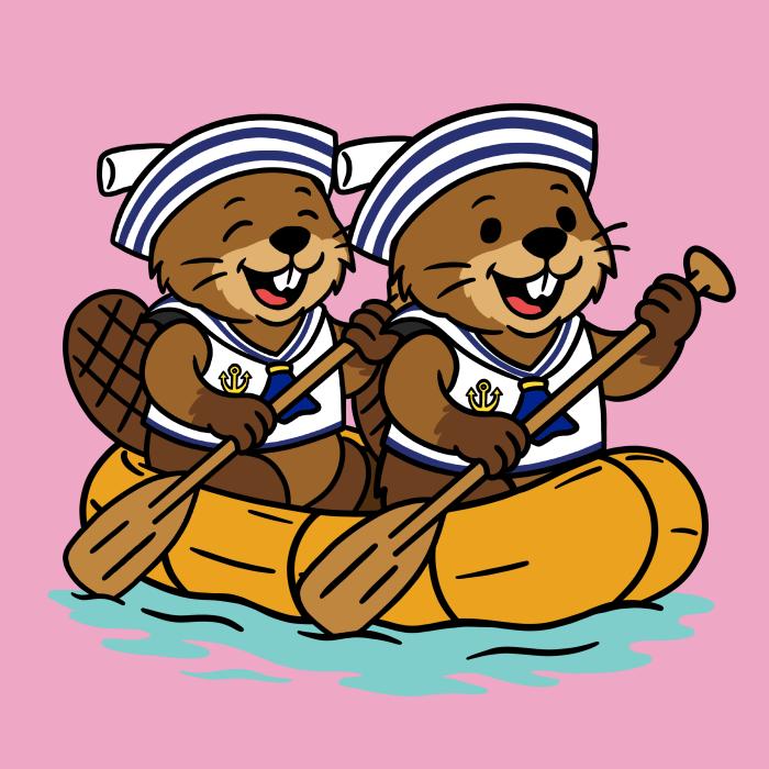 Dva bobři na raftu - tričko pro vodáky - růžová