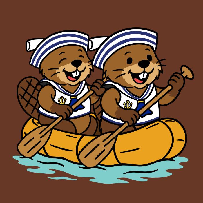 Dva bobři na raftu - tričko pro vodáky - čokoládová