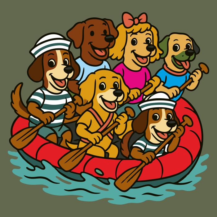 Psi na raftu - khaki