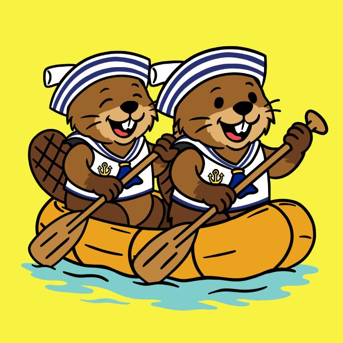 Dva bobři na raftu - tričko pro vodáky - citonová